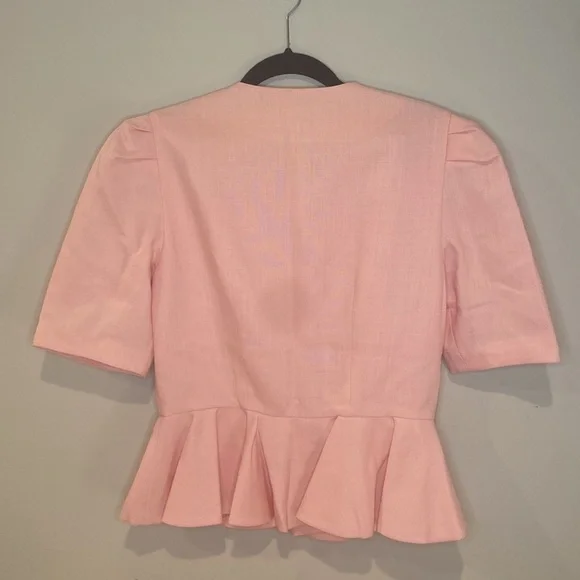 Miss O by Oscar de la Renta Vintage Pink Linen Skirt Suit Set - Picture 6 of 10